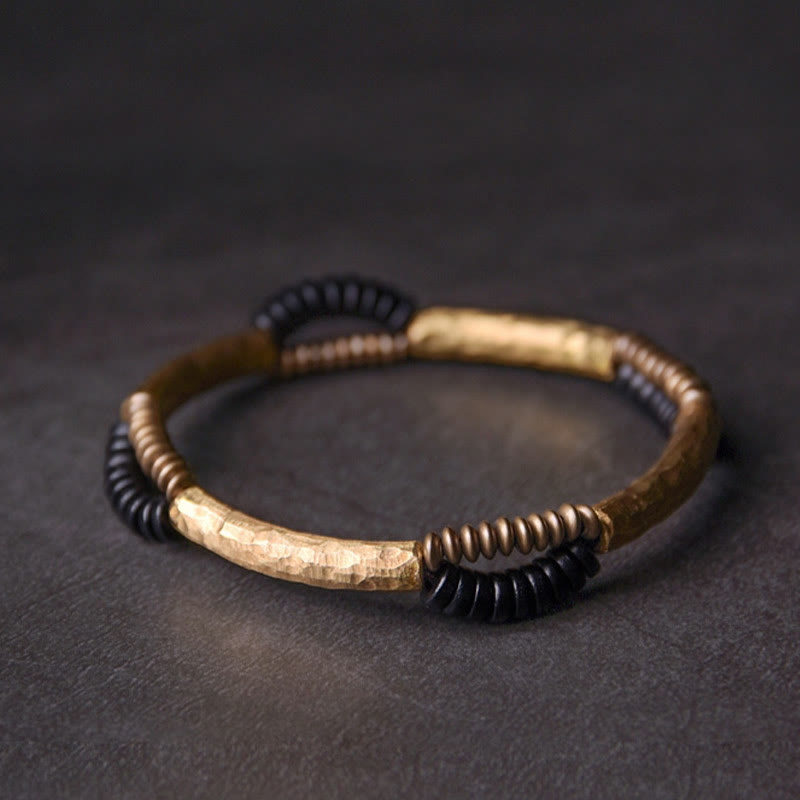 Vintage Ebony Wood Copper Luck Wealth Handmade Bracelet
