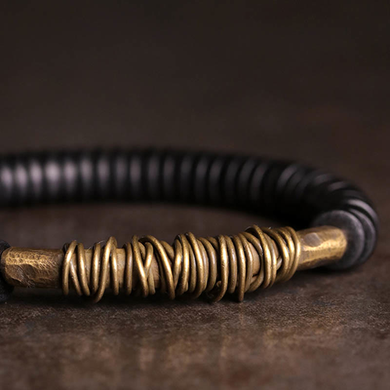 Calm Tibetan Ebony Wood Copper Bracelet - Image 4