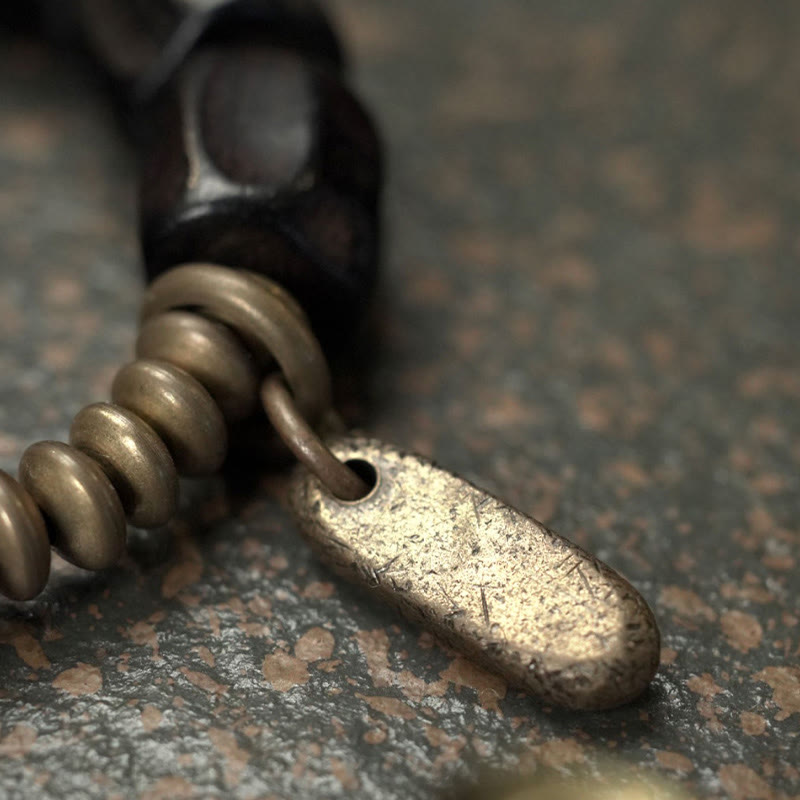 Vintage Peace Ebony Wood Copper Beads Bracelet - Image 20