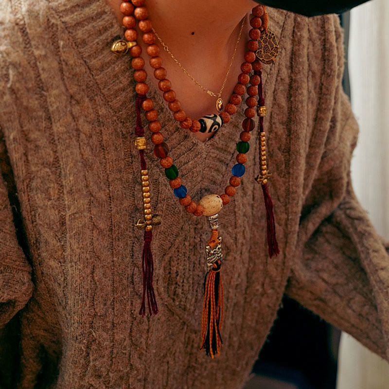 Tibet Bodhi Seed 108 Mala Beads Wisdom Peace Bracelet Necklace - Image 11