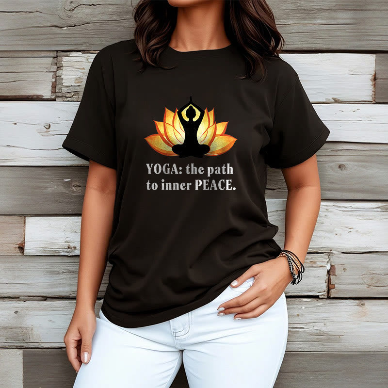 Yoga The Path To Inner Peace Lotus Tee T-shirt - Image 9