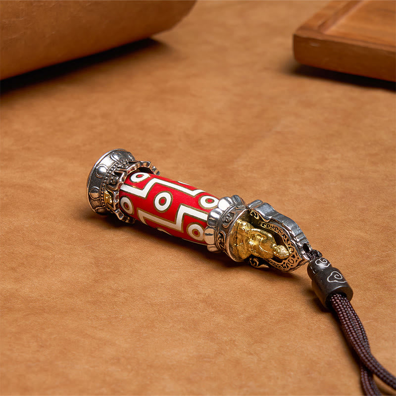 Tibetan Medicine Buddha Nine-Eye Dzi Bead Protection Necklace Pendant - Image 7