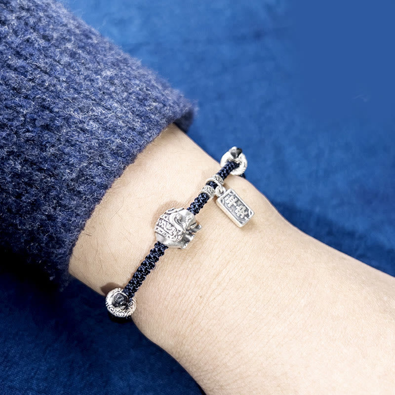 925 Sterling Silver Elephant Safe And Well Amulet Charm Strength Bracelet - Image 4