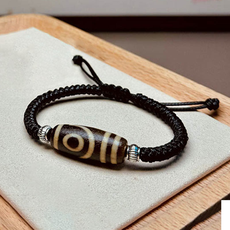 Tibetan Nine-Eye Dzi Bead Three-eyed Dzi Bead Wealth Protection Rope Bracelet - Image 15