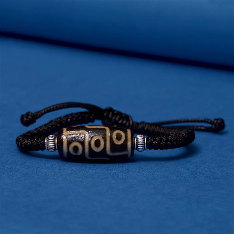 Tibetan Nine-Eye Dzi Bead Three-eyed Dzi Bead Wealth Protection Rope Bracelet - Image 7