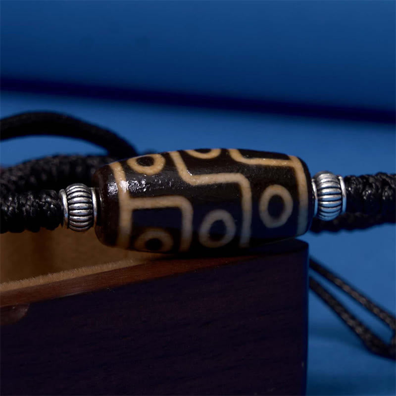 Tibetan Nine-Eye Dzi Bead Three-eyed Dzi Bead Wealth Protection Rope Bracelet - Image 6