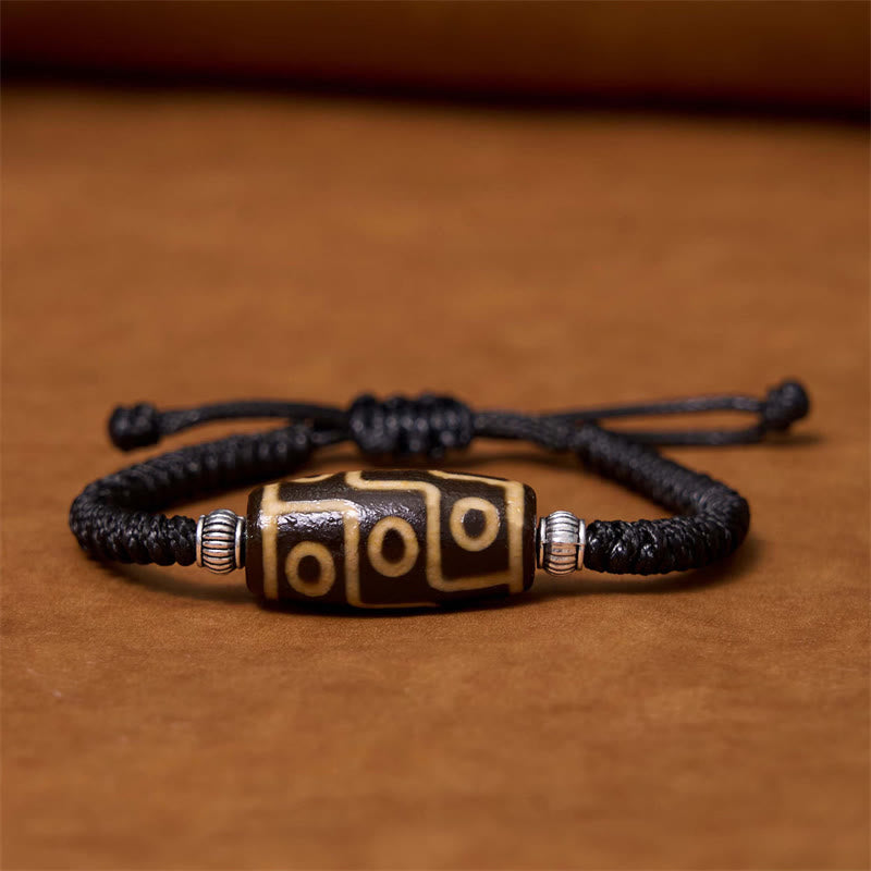Tibetan Nine-Eye Dzi Bead Three-eyed Dzi Bead Wealth Protection Rope Bracelet