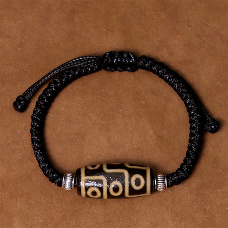 Tibetan Nine-Eye Dzi Bead Three-eyed Dzi Bead Wealth Protection Rope Bracelet - Image 5