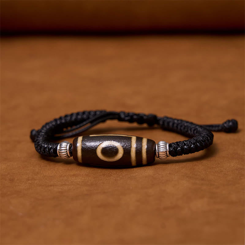 Tibetan Nine-Eye Dzi Bead Three-eyed Dzi Bead Wealth Protection Rope Bracelet - Image 9