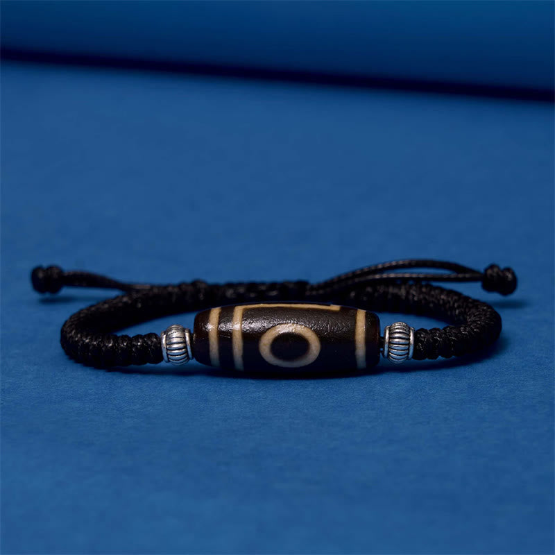 Tibetan Nine-Eye Dzi Bead Three-eyed Dzi Bead Wealth Protection Rope Bracelet - Image 13