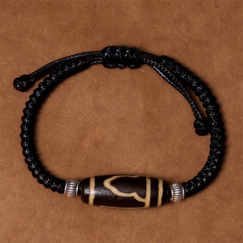 Tibetan Nine-Eye Dzi Bead Three-eyed Dzi Bead Wealth Protection Rope Bracelet - Image 10