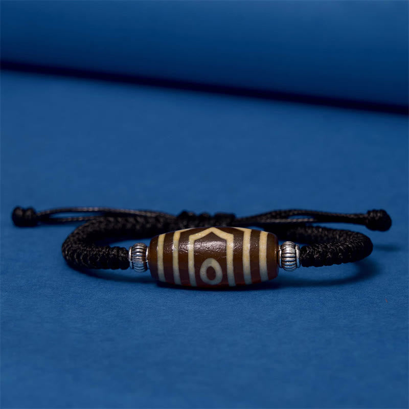 Tibetan Nine-Eye Dzi Bead Three-eyed Dzi Bead Wealth Protection Rope Bracelet - Image 20