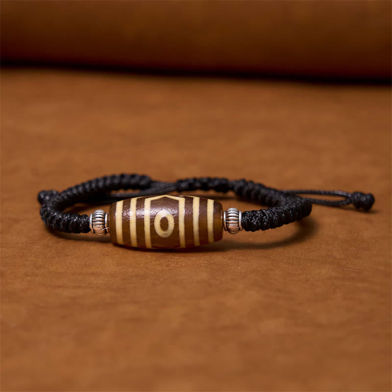 Tibetan Nine-Eye Dzi Bead Three-eyed Dzi Bead Wealth Protection Rope Bracelet - Image 17