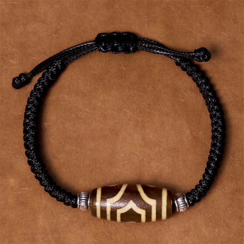 Tibetan Nine-Eye Dzi Bead Three-eyed Dzi Bead Wealth Protection Rope Bracelet - Image 18