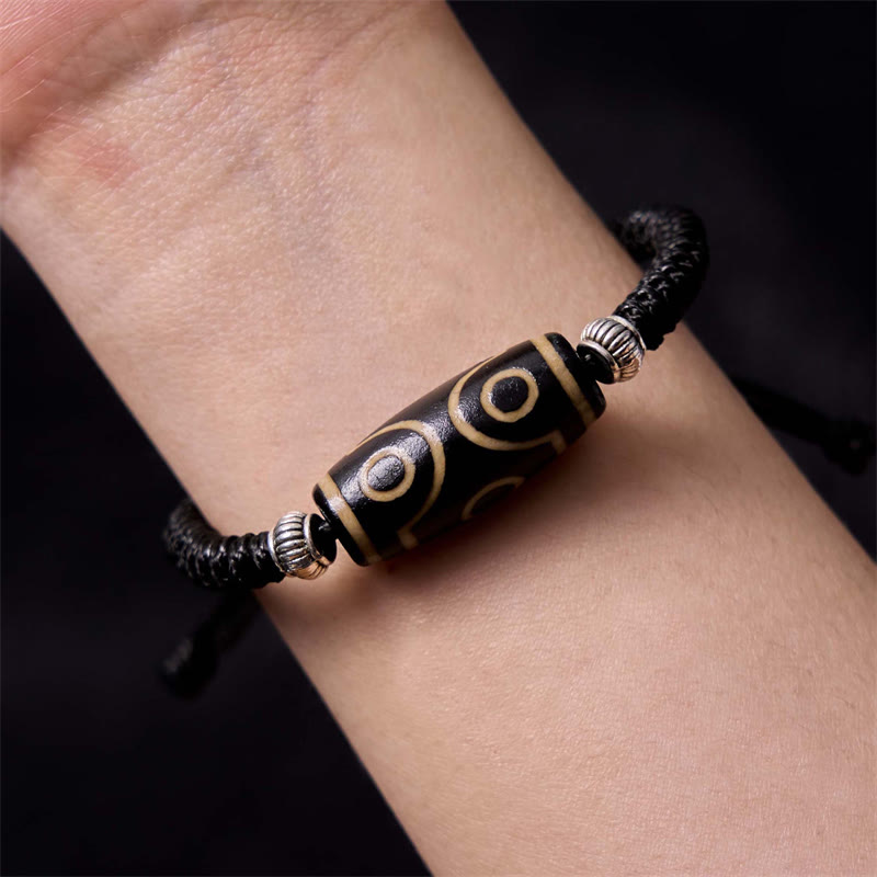 Tibetan Nine-Eye Dzi Bead Three-eyed Dzi Bead Wealth Protection Rope Bracelet - Image 25