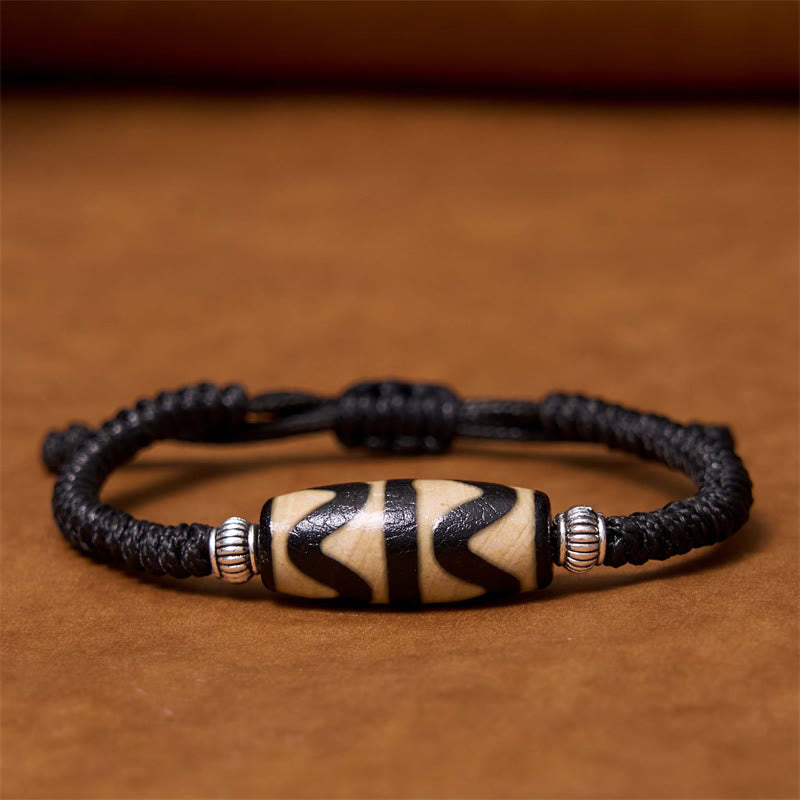 Tibetan Nine-Eye Dzi Bead Three-eyed Dzi Bead Wealth Protection Rope Bracelet - Image 28