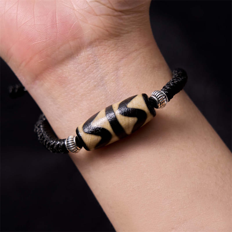Tibetan Nine-Eye Dzi Bead Three-eyed Dzi Bead Wealth Protection Rope Bracelet - Image 30
