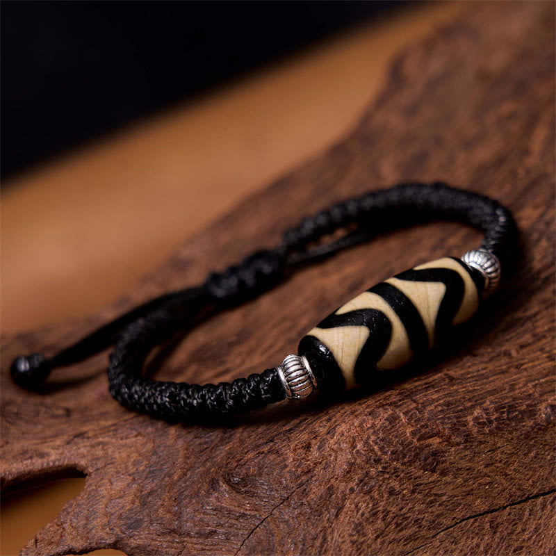 Tibetan Nine-Eye Dzi Bead Three-eyed Dzi Bead Wealth Protection Rope Bracelet - Image 29