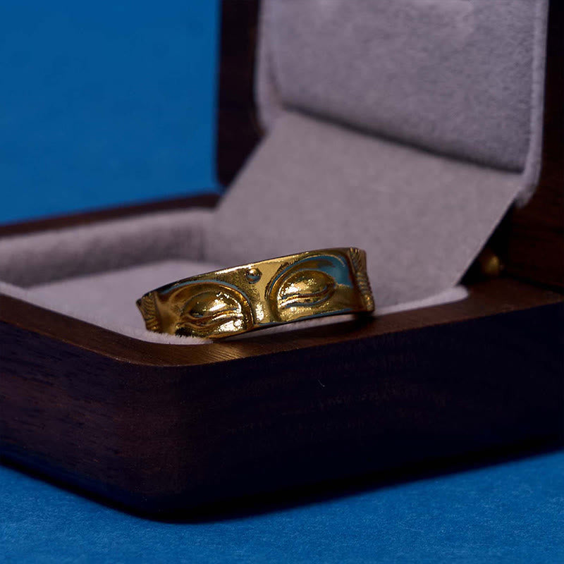 Golden Meditation Buddha Serenity Copper Adjustable Ring - Image 8