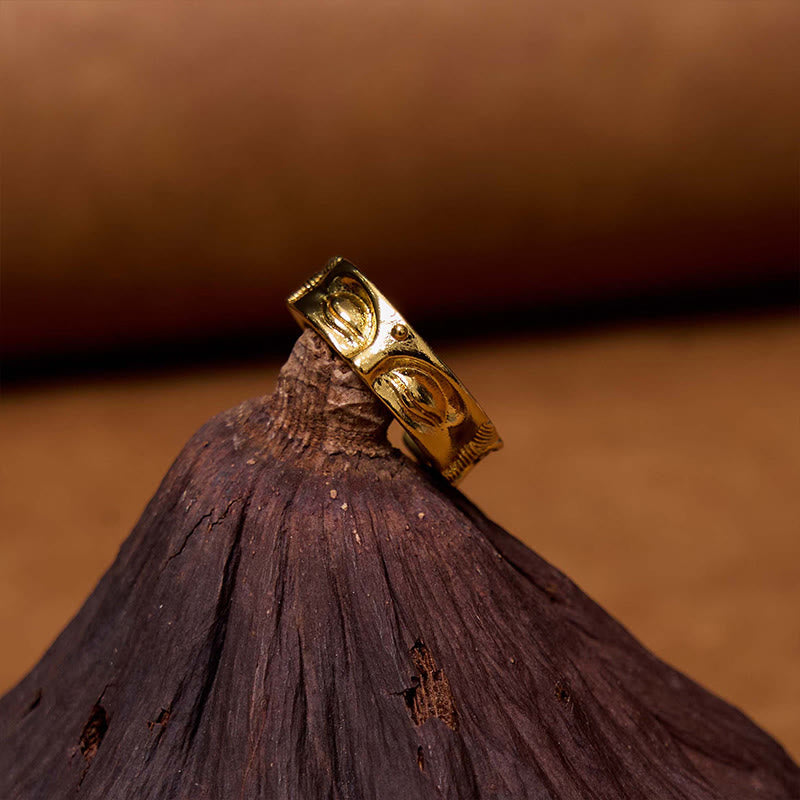 Golden Meditation Buddha Serenity Copper Adjustable Ring - Image 3