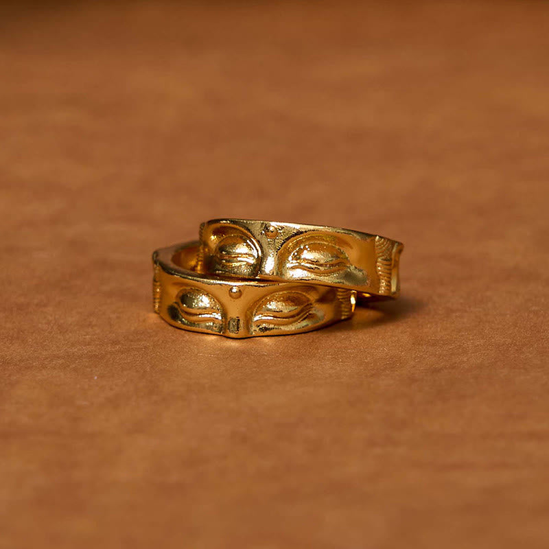 Golden Meditation Buddha Serenity Copper Adjustable Ring - Image 9