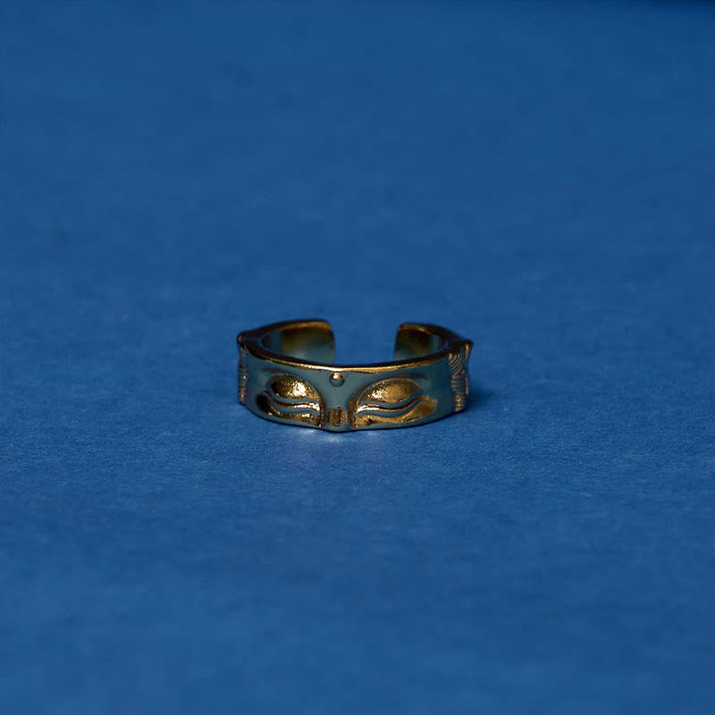 Golden Meditation Buddha Serenity Copper Adjustable Ring - Image 10