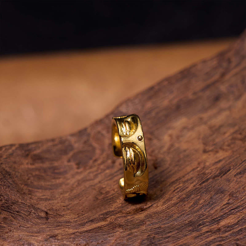 Golden Meditation Buddha Serenity Copper Adjustable Ring - Image 4
