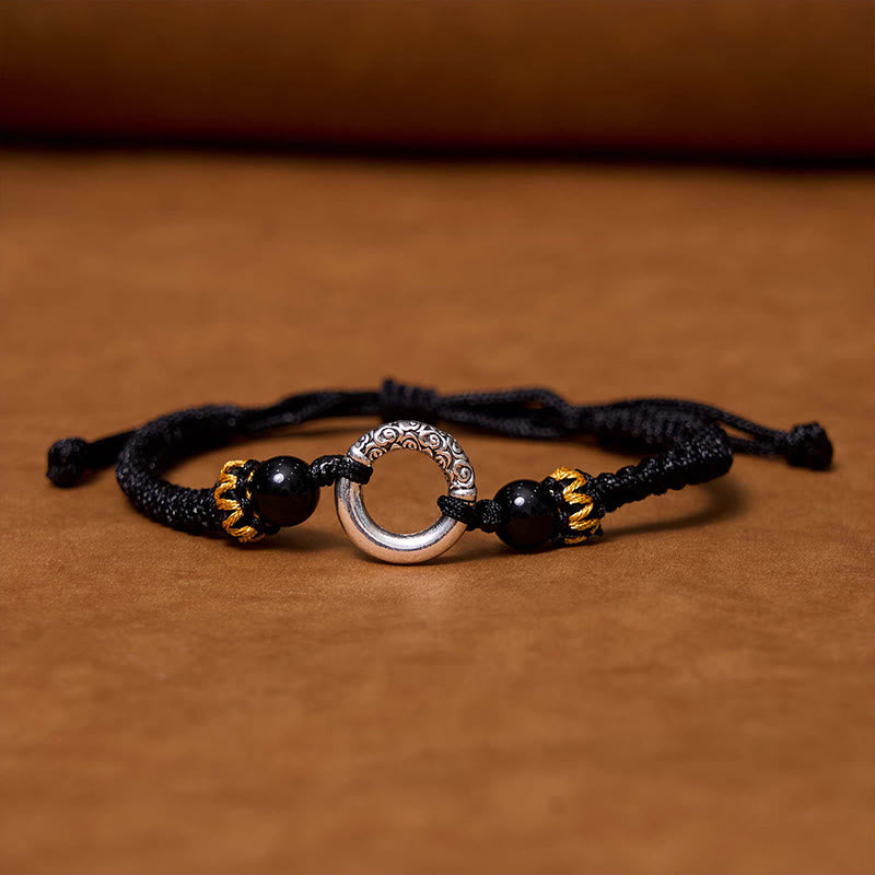 925 Sterling Silver Plated Copper Peace Buckle Protection Braided String Bracelet - Image 12