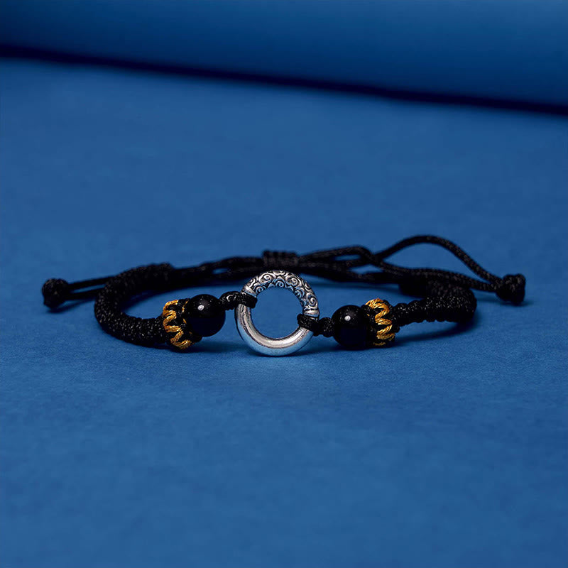 925 Sterling Silver Plated Copper Peace Buckle Protection Braided String Bracelet - Image 15