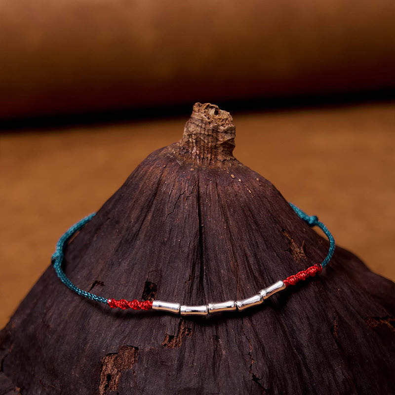 925 Sterling Silver Bamboo Design Luck Braided Ultra-Thin Rope Bracelet - Image 14