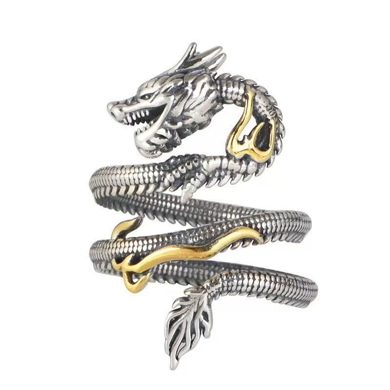 Vintage Dragon Pattern Protection Ring - Image 5