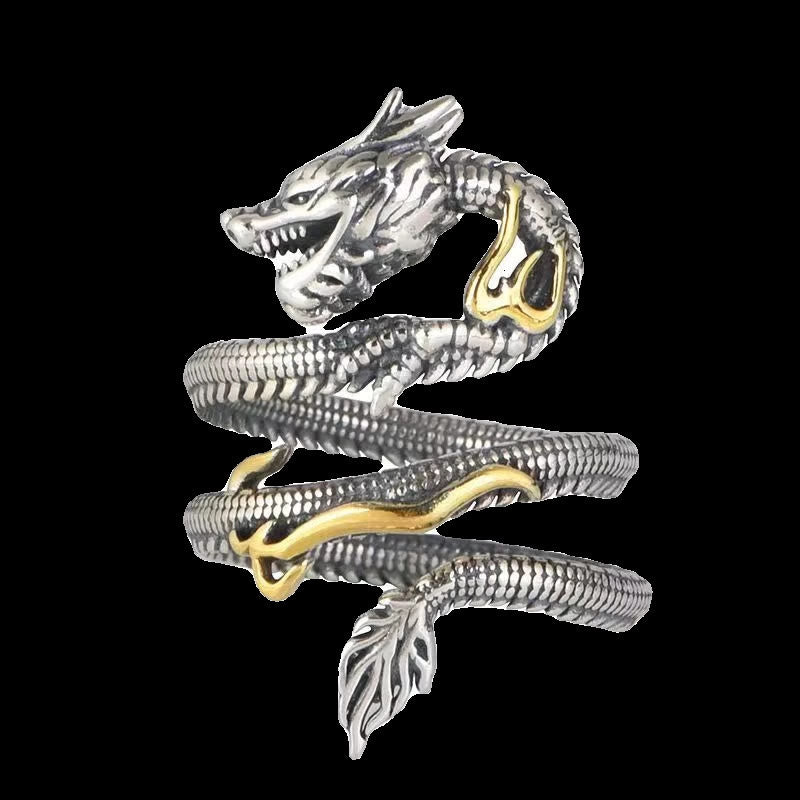 Vintage Dragon Pattern Protection Ring - Image 4