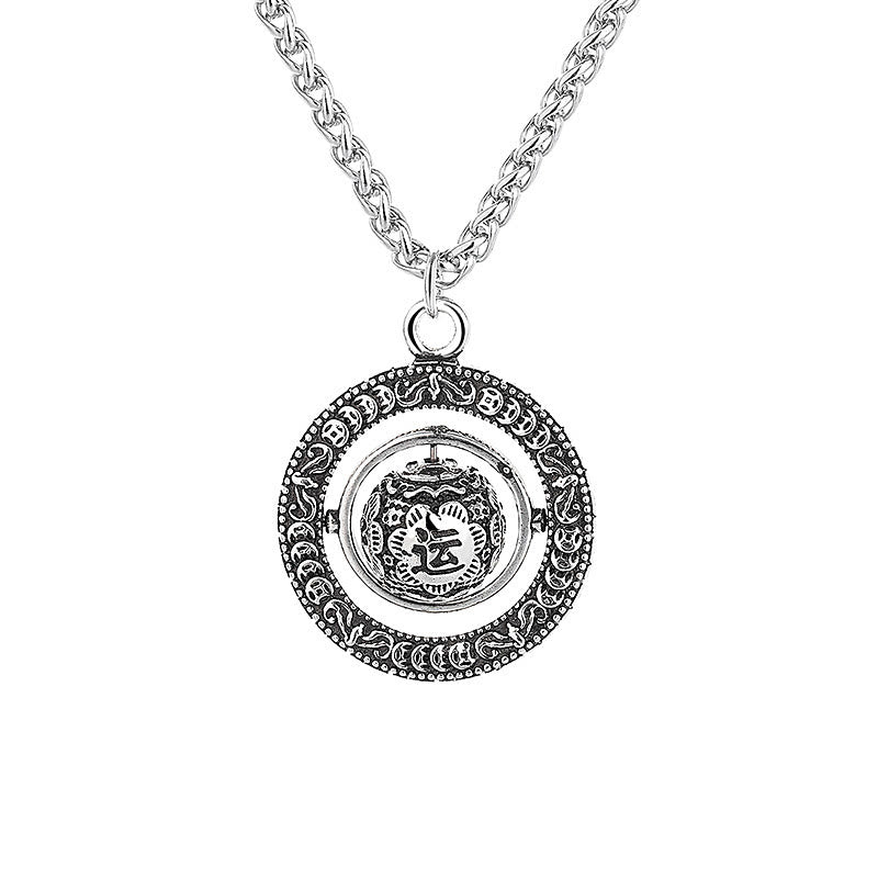 One's Luck Improves Design Pattern Copper Rotatable Necklace Pendant - Image 4