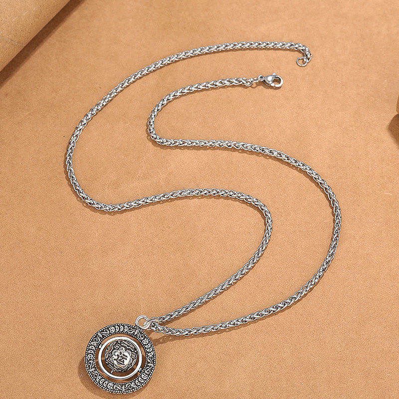 One's Luck Improves Design Pattern Copper Rotatable Necklace Pendant - Image 2