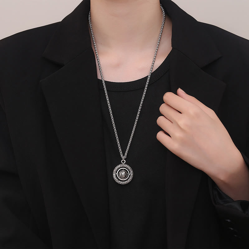 One's Luck Improves Design Pattern Copper Rotatable Necklace Pendant - Image 5