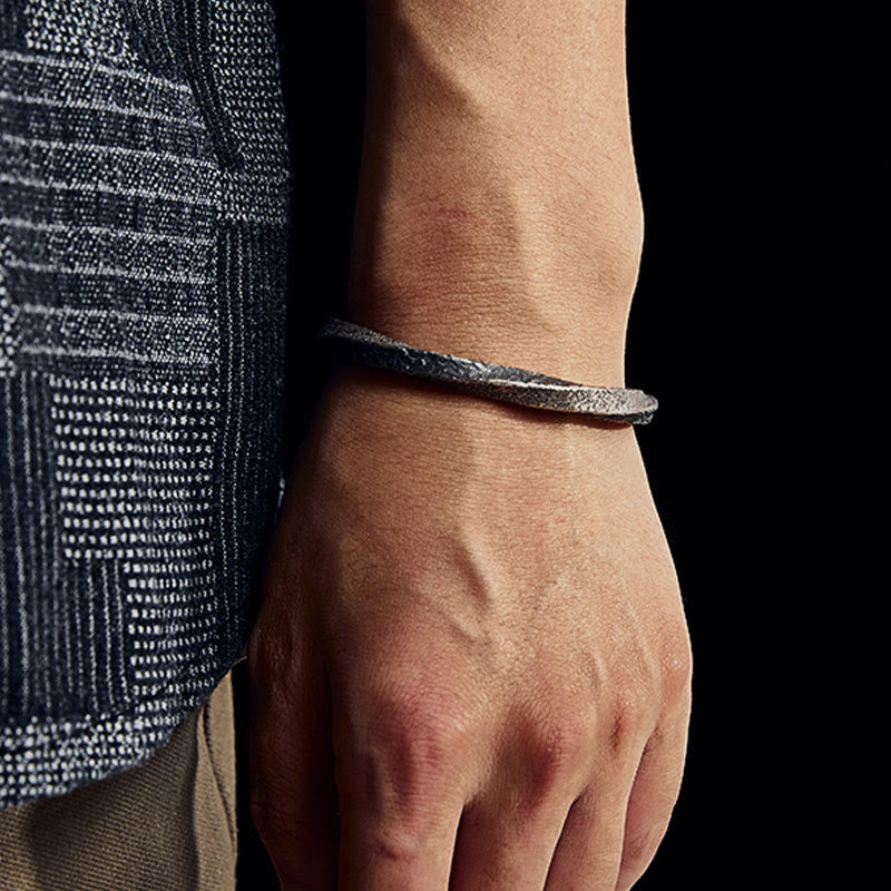 Retro 999 Sterling Silver Möbius Loop Eternal Love Cuff Bracelet Bangle - Image 9