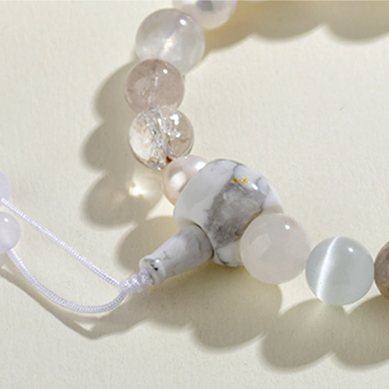 White Agate Pearl 18 Beads Balance Luck Bracelet - Image 3