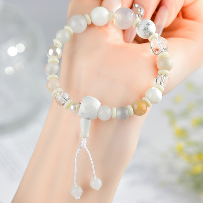 White Agate Pearl 18 Beads Balance Luck Bracelet - Image 5