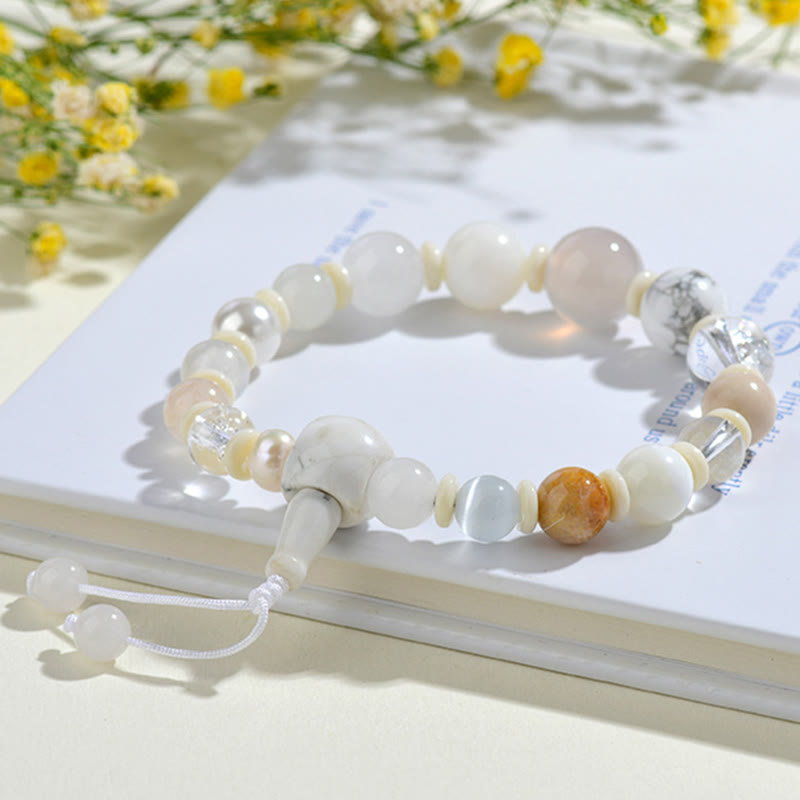 White Agate Pearl 18 Beads Balance Luck Bracelet - Image 7