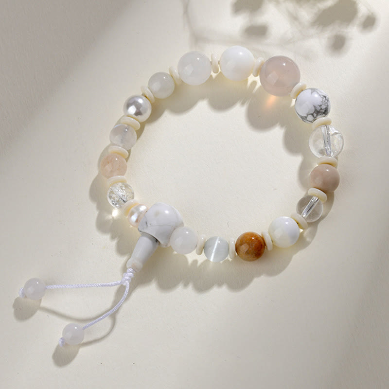White Agate Pearl 18 Beads Balance Luck Bracelet - Image 4