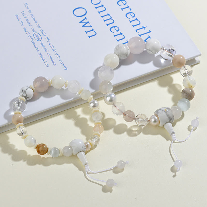 White Agate Pearl 18 Beads Balance Luck Bracelet - Image 8