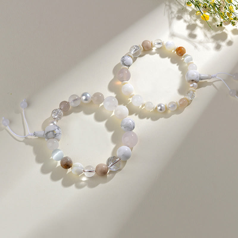 White Agate Pearl 18 Beads Balance Luck Bracelet - Image 9