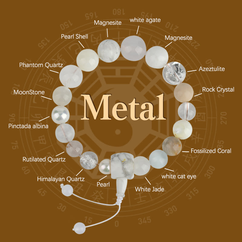 White Agate Pearl 18 Beads Balance Luck Bracelet