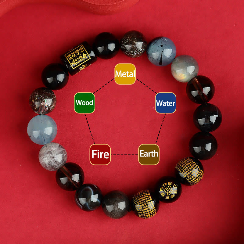 Five Elements God Of Wealth Various Crystal Agate Wealth Luck Bracelet
