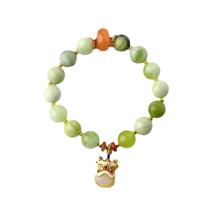 Natural Jade Dancing Lion Charm Prosperity Luck Bracelet - Image 8