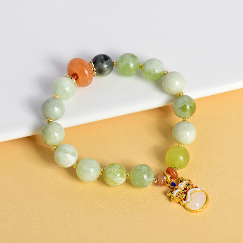 Natural Jade Dancing Lion Charm Prosperity Luck Bracelet - Image 4