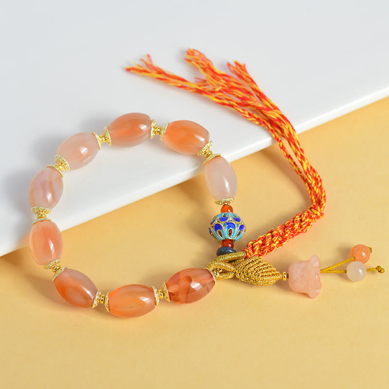 Tibetan White Jade Agate Strength Confidence Bracelet - Image 3