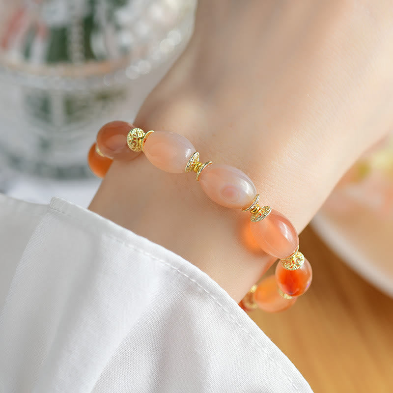 Tibetan White Jade Agate Strength Confidence Bracelet - Image 6