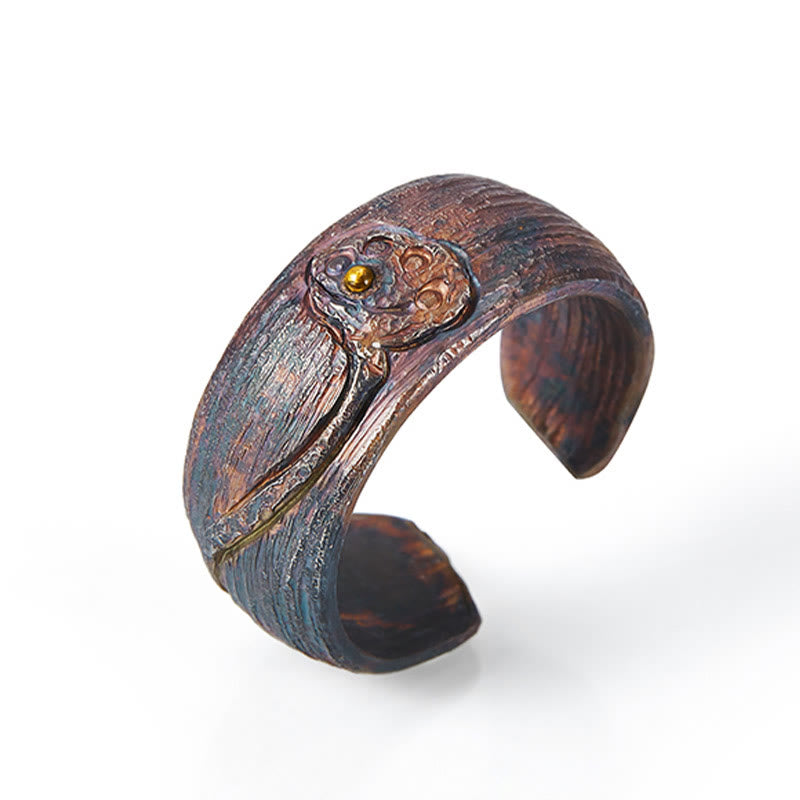 Retro 999 Sterling Silver Copper Adjustable Protection Ring - Image 3