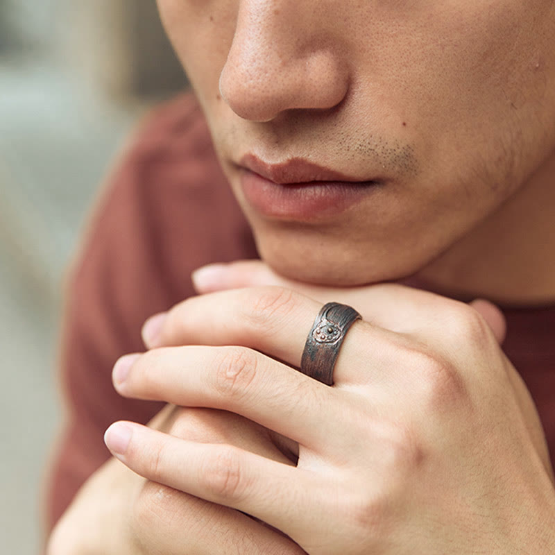 Retro 999 Sterling Silver Copper Adjustable Protection Ring - Image 10